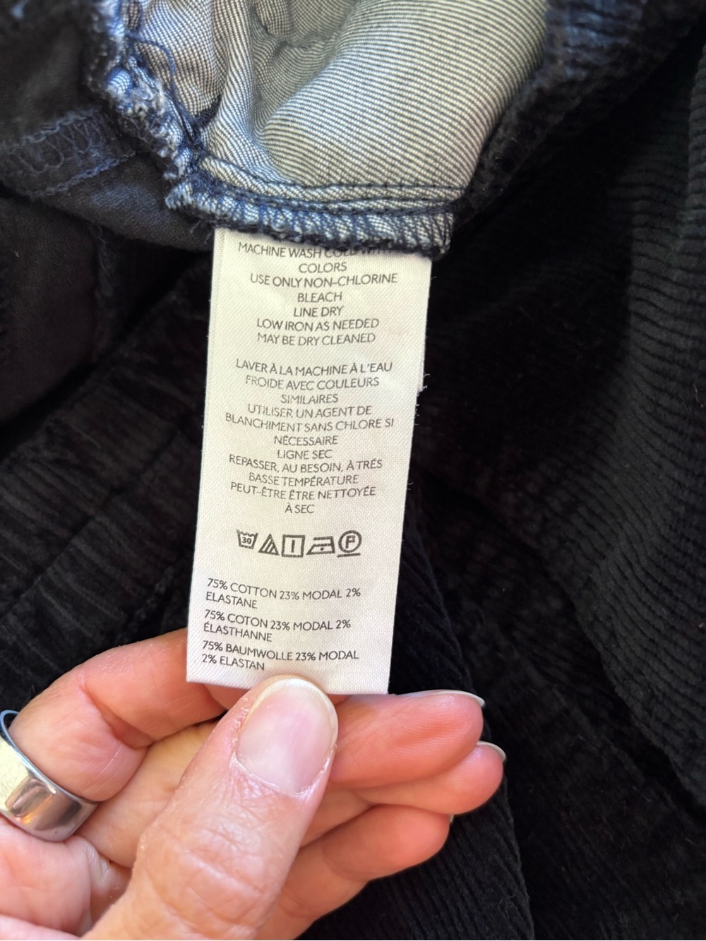 Pilcro Anthropologie Black Corduroy Wide Leg Elastic Waist Pockets Small - Picture 7 of 11